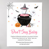 Roze Halloween-Baby Brouwt Niet Zeggen Baby Poster (Voorkant)