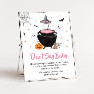 Roze Halloween-Baby Brouwt Niet Zeggen Baby Poster