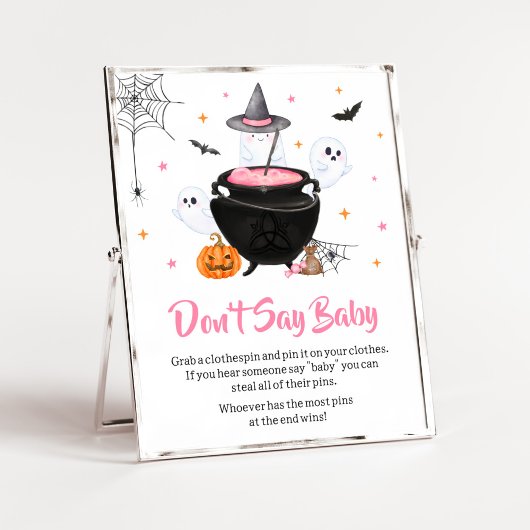 Roze Halloween-Baby Brouwt Niet Zeggen Baby Poster