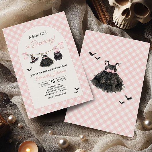 Roze Halloween Baby is het brouwen van Baby shower Kaart