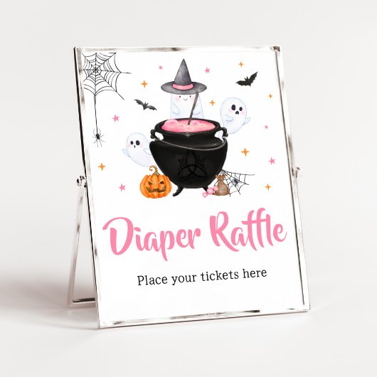 Roze Halloween Baby is het brouwen van luier Raffl Poster