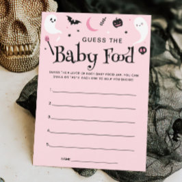 Roze Halloween Baby shower Baby Food Game Kaart