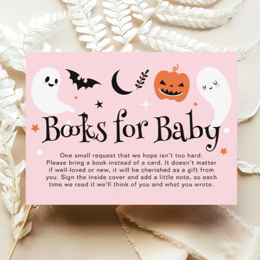 Roze Halloween Baby shower Boeken voor Baby Informatiekaartje
