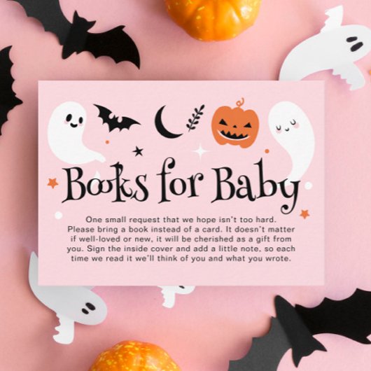 Roze Halloween Baby shower Boeken voor Baby Informatiekaartje