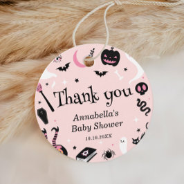 Roze Halloween Baby shower Dank u Bedankjes Labels