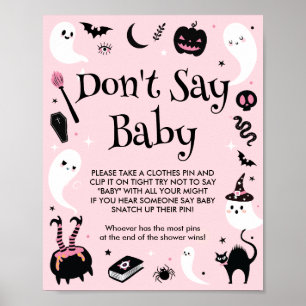 Roze Halloween Baby shower Don't Say Baby spel Poster