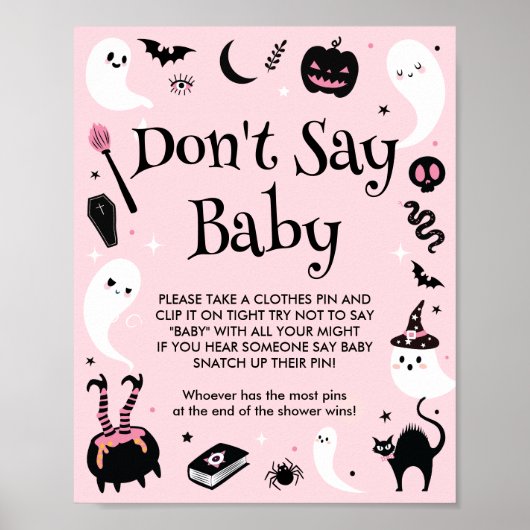 Roze Halloween Baby shower Don't Say Baby spel Poster (Voorkant)