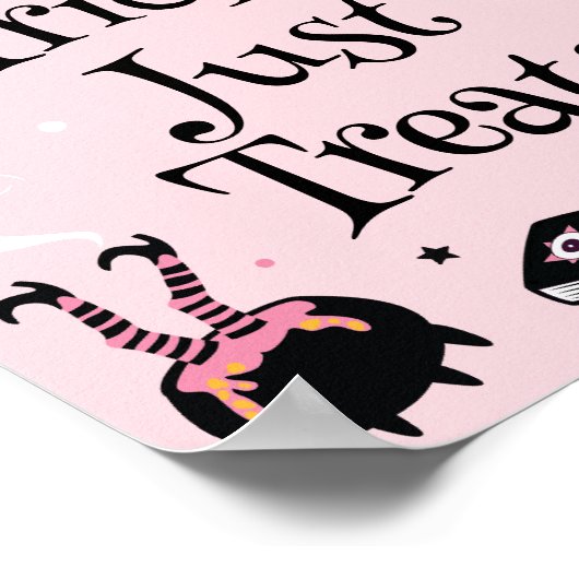 Roze Halloween Baby shower Geen Tricks Gewoon Trea Poster (Hoek)