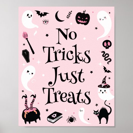 Roze Halloween Baby shower Geen Tricks Gewoon Trea Poster (Voorkant)