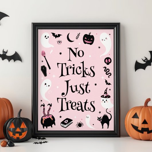 Roze Halloween Baby shower Geen Tricks Gewoon Trea Poster