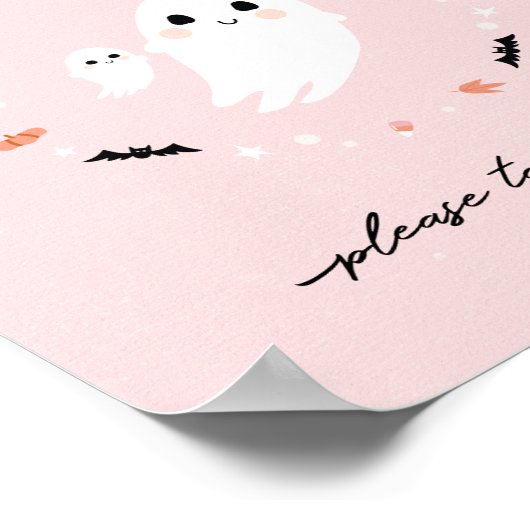 Roze Halloween Baby shower gunst teken, Little Boo Poster (Hoek)