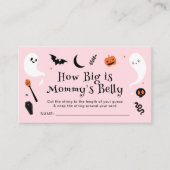 Roze Halloween Baby shower Hoe groot is haar buik Informatiekaartje (Voorkant)
