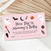 Roze Halloween Baby shower Hoe groot is haar buik Informatiekaartje