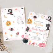 Roze Halloween Baby shower Kaart