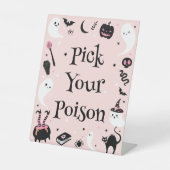 Roze Halloween Baby shower Kies je vergif Reclamebord Met Voetstuk (Voorkant)