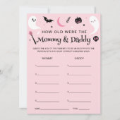 Roze Halloween Baby shower Leeftijd Guesing Game K Kaart (Voorkant)