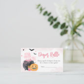 Roze Halloween Baby shower Luier Raffle Informatiekaartje (Staand voorkant)