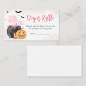 Roze Halloween Baby shower Luier Raffle Informatiekaartje (Voorkant / Achterkant)