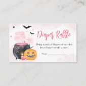 Roze Halloween Baby shower Luier Raffle Informatiekaartje (Voorkant)