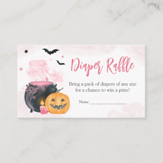 Roze Halloween Baby shower Luier Raffle Informatiekaartje (Voorkant)