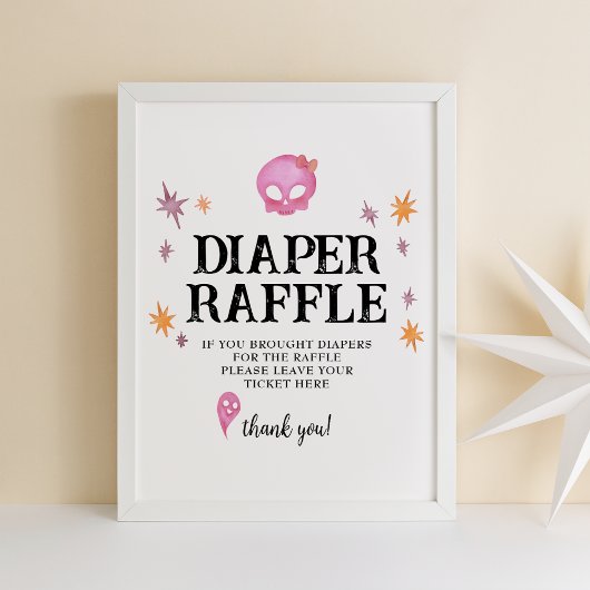 Roze Halloween Baby shower Luier Raffle Teken Poster