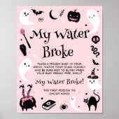 Roze Halloween Baby shower Mijn Water Broke Game Poster (Voorkant)