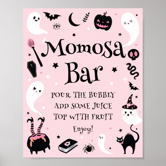 Roze Halloween Baby shower Momosa Bar Poster (Voorkant)