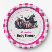 Roze Halloween Baby shower Papieren Bordje (Voorkant)