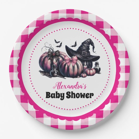 Roze Halloween Baby shower Papieren Bordje (Voorkant)