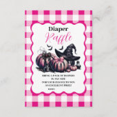 Roze Halloween Baby shower Raffle Diapper Informatiekaartje (Voorkant)