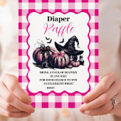 Roze Halloween Baby shower Raffle Diapper Informatiekaartje