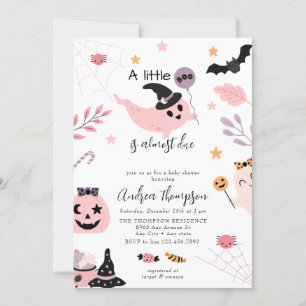 Roze Halloween Baby shower uitnodiging