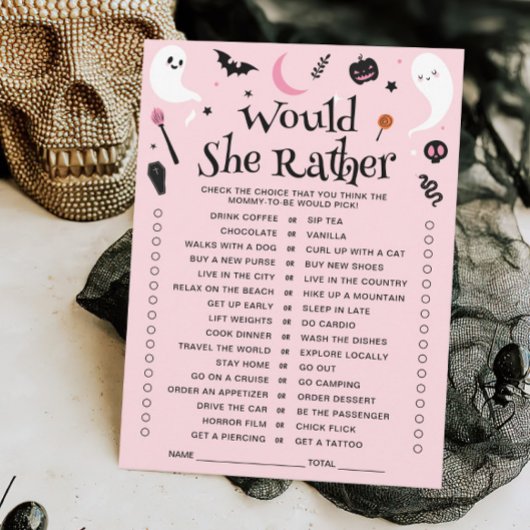 Roze Halloween Baby shower zou ze liever Kaart