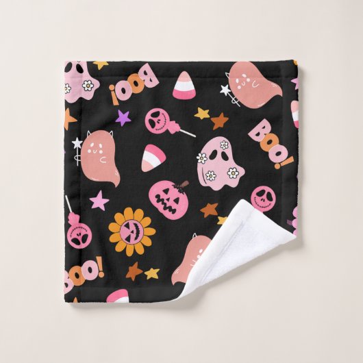 Roze Halloween Bad Handdoek (Wasdoekje)