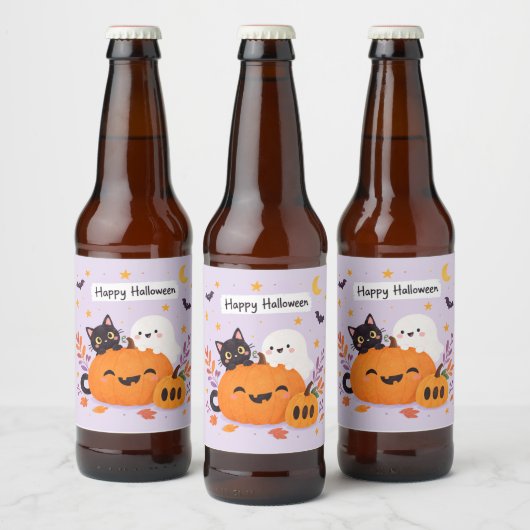 roze halloween bier etiket (Flessen)