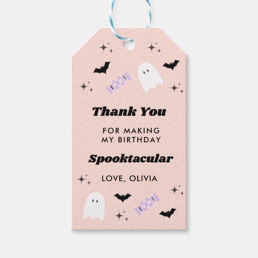 Roze halloween Birthday Spooktacular Gift Labels Cadeaulabel (Voorkant)
