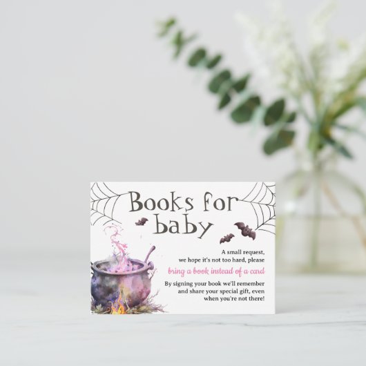 Roze Halloween Boeken voor Baby Request Enclosure Informatiekaartje (Staand voorkant)