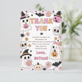 Roze Halloween Boo Bedankkaart (Staand voorkant)