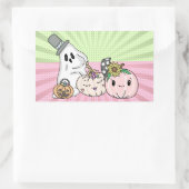 Roze Halloween Boo-geesten en pompoenen Rechthoekige Sticker (Tas)