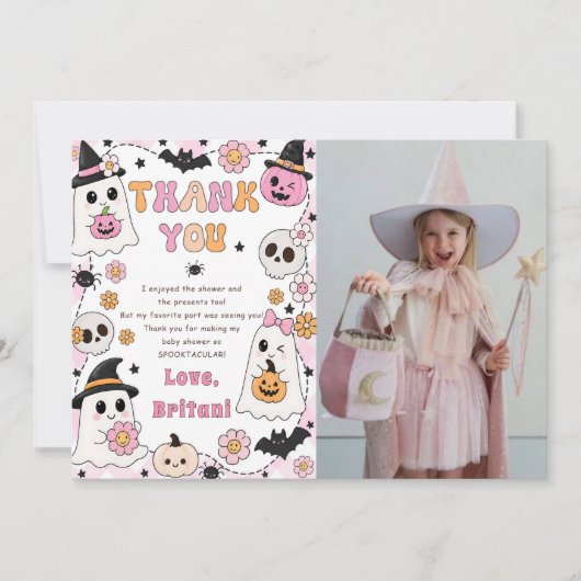 Roze Halloween Boo Kaart (Voorkant)