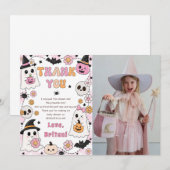 Roze Halloween Boo Kaart (Voorkant / Achterkant)