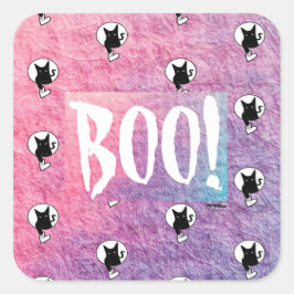 Roze Halloween Boo Sticker van Poet Adiela Akoo