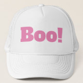 Roze Halloween Boo Typo Costi Trucker Pet (Voorkant)