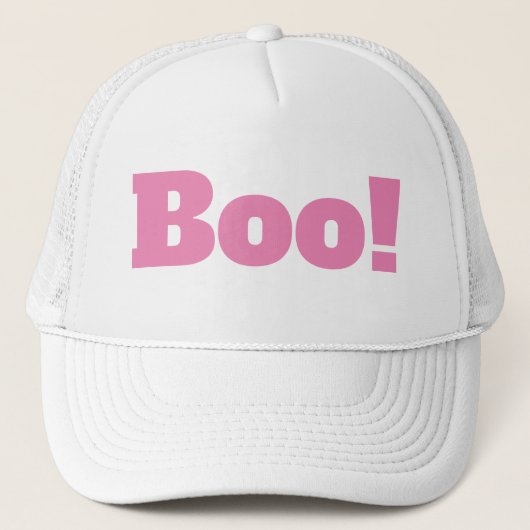 Roze Halloween Boo Typo Costi Trucker Pet (Voorkant)
