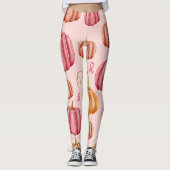 Roze Halloween Borstkanker roze lint Leggings (Voorkant)