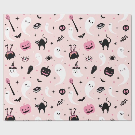 Roze Halloween Cadeaupapier (Vlak)