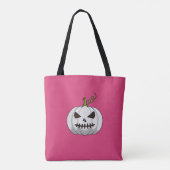 Roze Halloween Canvas tas met witte pompoen (Achterkant)