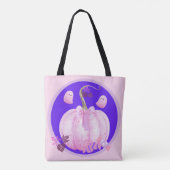 Roze Halloween Coquette Pompoen met Geesten Tote Bag (Achterkant)