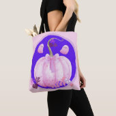 Roze Halloween Coquette Pompoen met Geesten Tote Bag (Dichtbij)