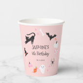 Roze Halloween Creatures Verjaardagsfeest Papieren Bekers (Voorkant)